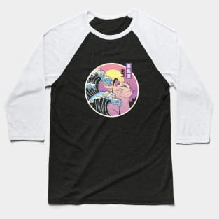 Japanese Vaporwave Cat Baseball T-Shirt